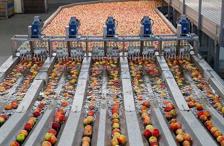 De processtroom van de sapproductielijn